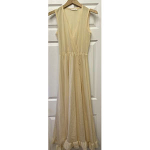 Vintage John Kloss for Cira Cap Sleeve Lingerie Romantic Nightgown Ivory Size M